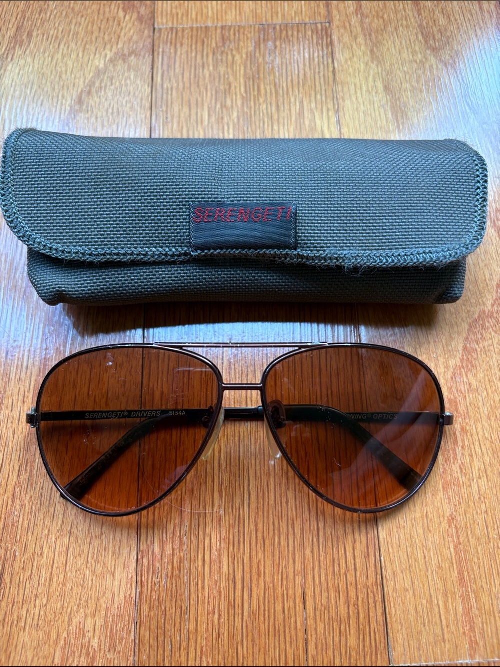 Serengeti Drivers 5134R Brown Lens Aviator Sunglasses with Case